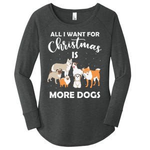 All I Want For Christmas Is More Dogs Funny Xmas Women's Perfect Tri Tunic Long Sleeve Shirt