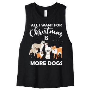 All I Want For Christmas Is More Dogs Funny Xmas Women's Racerback Cropped Tank