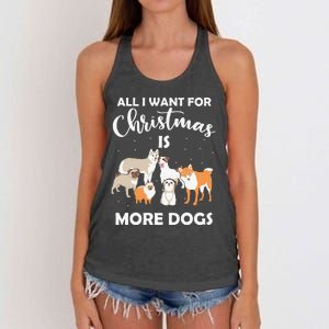 All I Want For Christmas Is More Dogs Funny Xmas Women's Knotted Racerback Tank