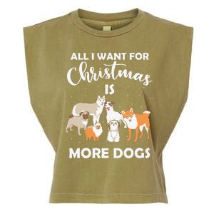 All I Want For Christmas Is More Dogs Funny Xmas Garment-Dyed Women's Muscle Tee