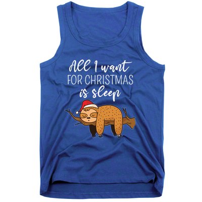 All I Want For Christmas Is Sleep Santa Hat Xmas Nap Fan Great Gift Tank Top