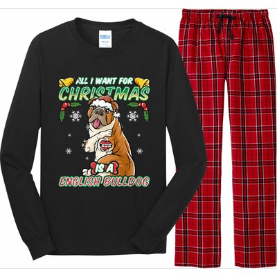 All I Want For Christmas Is A English Bulldog Santa Claus Gift Long Sleeve Pajama Set