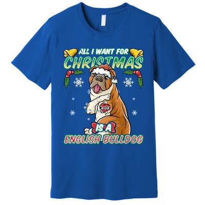 All I Want For Christmas Is A English Bulldog Santa Claus Gift Premium T-Shirt