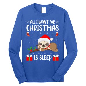 All I Want For Christmas Is Sleep Santa Hat Xmas Nap Fan Great Gift Long Sleeve Shirt