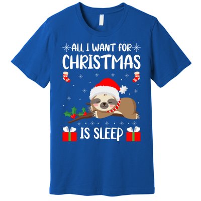 All I Want For Christmas Is Sleep Santa Hat Xmas Nap Fan Great Gift Premium T-Shirt