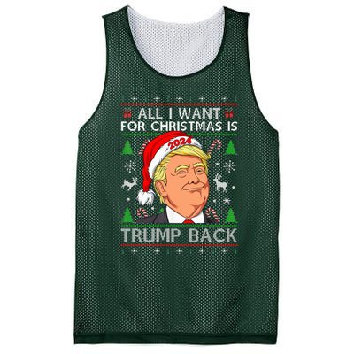 All I Want For Christmas Is Trump Back 2024 Ugly Sweater Mesh Reversible Basketball Jersey Tank