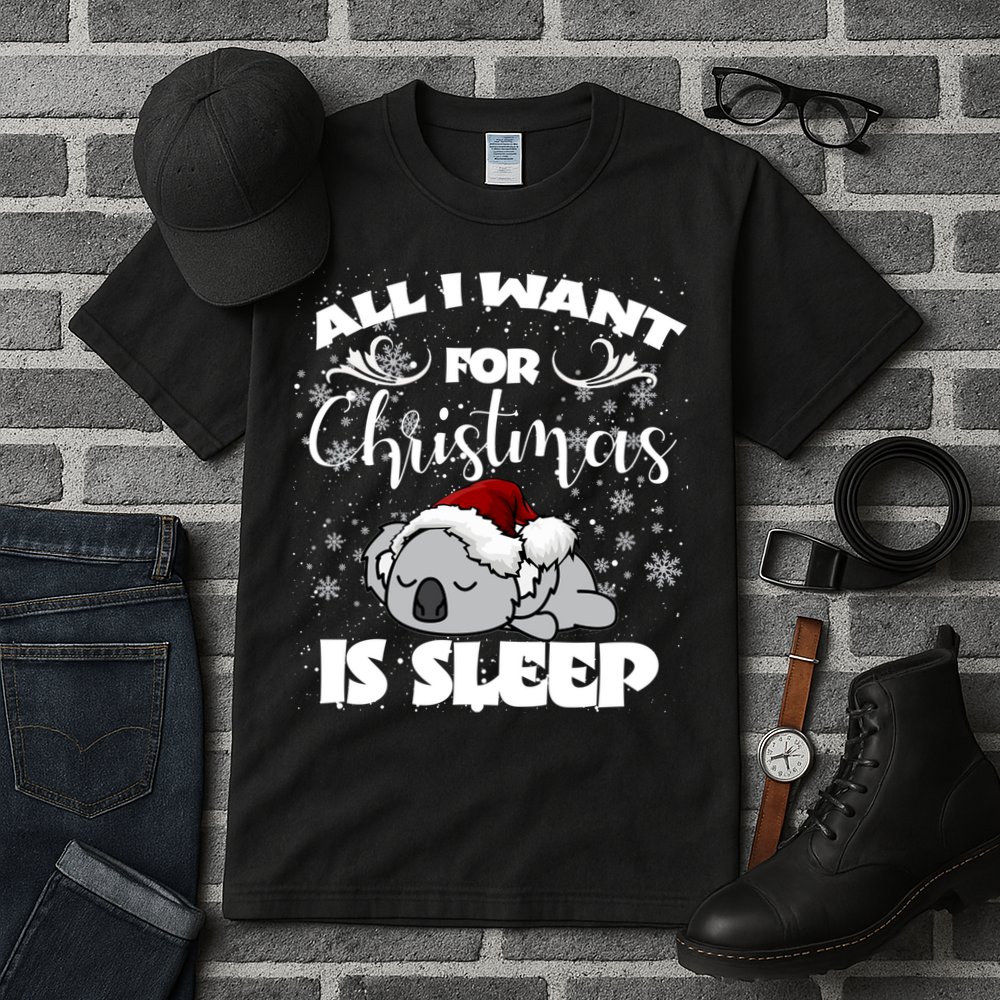 All I Want For Christmas Is Sleep Funny Humor Xmas Koala Pajamas Gift Essenti Tall T-Shirt