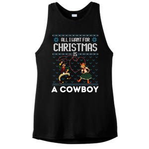 All I Want For Christmas Is A Horse Cow Ugly Xmas Sweater Gift Ladies PosiCharge Tri-Blend Wicking Tank