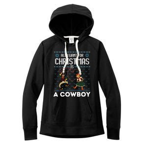 All I Want For Christmas Is A Horse Cow Ugly Xmas Sweater Gift Women's Fleece Hoodie