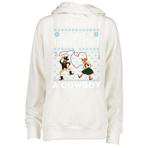 All I Want For Christmas Is A Horse Cow Ugly Xmas Sweater Gift Womens Funnel Neck Pullover Hood