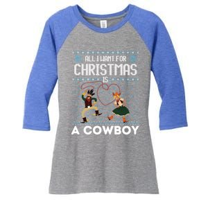 All I Want For Christmas Is A Horse Cow Ugly Xmas Sweater Gift Women's Tri-Blend 3/4-Sleeve Raglan Shirt