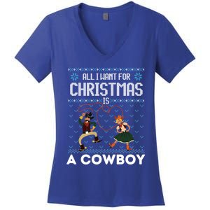 All I Want For Christmas Is A Horse Cow Ugly Xmas Sweater Gift Women's V-Neck T-Shirt