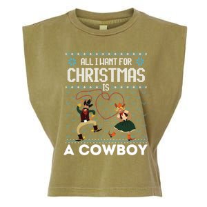 All I Want For Christmas Is A Horse Cow Ugly Xmas Sweater Gift Garment-Dyed Women's Muscle Tee