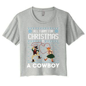 All I Want For Christmas Is A Horse Cow Ugly Xmas Sweater Gift Women's Crop Top Tee