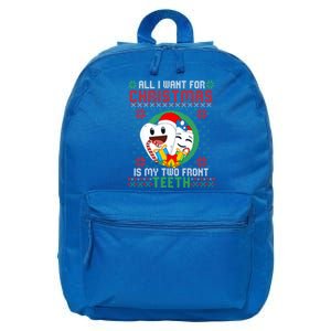 All I Want For Christmas Is My Two Front Teeth Funny Cool Gift 16 in Basic Backpack