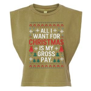 All I Want For Christmas Is My Gross Pay Joke Garment-Dyed Women's Muscle Tee