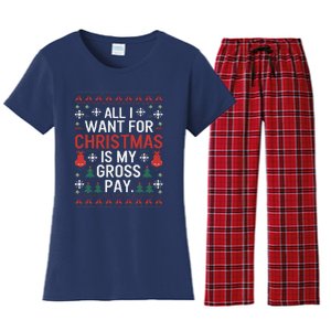 All I Want For Christmas Is My Gross Pay Joke Women's Flannel Pajama Set