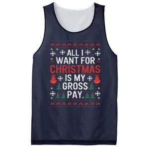 All I Want For Christmas Is My Gross Pay Joke Mesh Reversible Basketball Jersey Tank