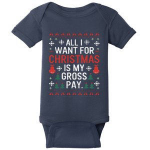 All I Want For Christmas Is My Gross Pay Joke Baby Bodysuit