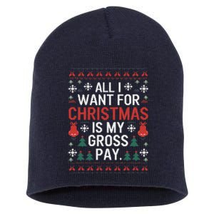 All I Want For Christmas Is My Gross Pay Joke Short Acrylic Beanie