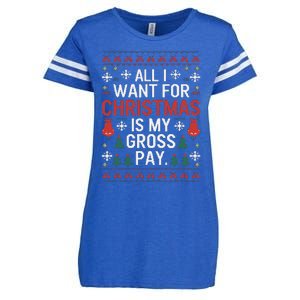 All I Want For Christmas Is My Gross Pay Joke Enza Ladies Jersey Football T-Shirt