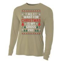 All I Want For Christmas Is My Gross Pay Joke Cooling Performance Long Sleeve Crew