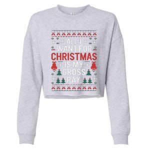 All I Want For Christmas Is My Gross Pay Joke Cropped Pullover Crew