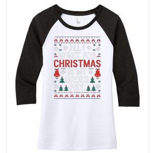 All I Want For Christmas Is My Gross Pay Joke Women's Tri-Blend 3/4-Sleeve Raglan Shirt