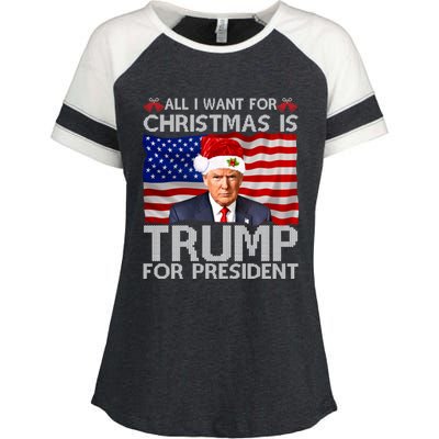 All I Want For Christmas Is Trump For President Trump 2024 Enza Ladies Jersey Colorblock Tee