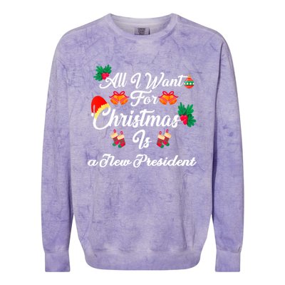 All I Want For Christmas Is New President Colorblast Crewneck Sweatshirt