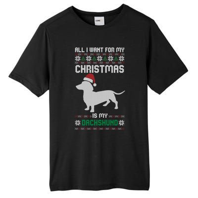 All I Want For My Christmas Dachshund Doxie Dog Ugly Xmas Pj Great Gift Tall Fusion ChromaSoft Performance T-Shirt