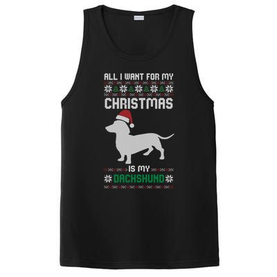 All I Want For My Christmas Dachshund Doxie Dog Ugly Xmas Pj Great Gift PosiCharge Competitor Tank