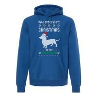 All I Want For My Christmas Dachshund Doxie Dog Ugly Xmas Pj Great Gift Premium Hoodie