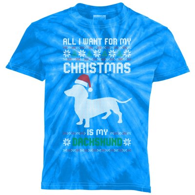 All I Want For My Christmas Dachshund Doxie Dog Ugly Xmas Pj Great Gift Kids Tie-Dye T-Shirt