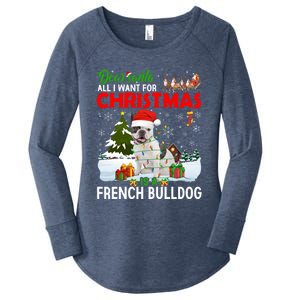 All I Want For Christmas Is A French Bulldog Family Pajamas Gift Women's Perfect Tri Tunic Long Sleeve Shirt