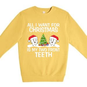 All I Want For Christmas Is My Two Front Teeth Funny Gift Premium Crewneck Sweatshirt