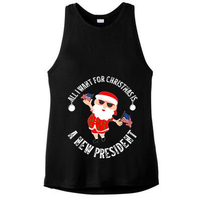 All I Want For Christmas Is A New President Gingerbread Man Ladies PosiCharge Tri-Blend Wicking Tank