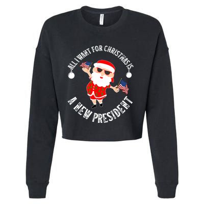 All I Want For Christmas Is A New President Gingerbread Man Cropped Pullover Crew