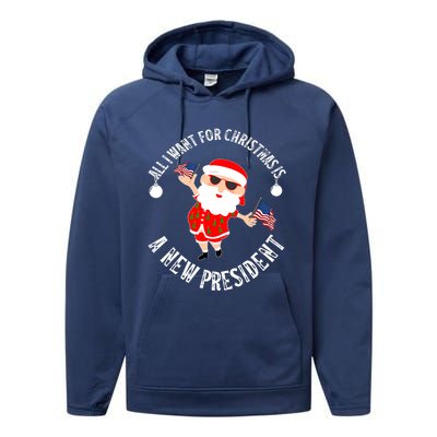 All I Want For Christmas Is A New President Gingerbread Man Performance Fleece Hoodie