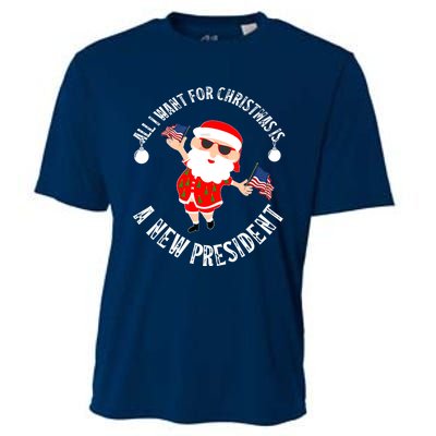 All I Want For Christmas Is A New President Gingerbread Man Cooling Performance Crew T-Shirt