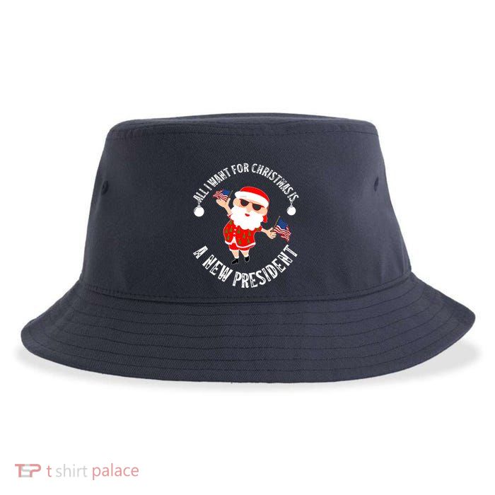 All I Want For Christmas Is A New President Gingerbread Man Sustainable Bucket Hat