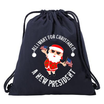 All I Want For Christmas Is A New President Gingerbread Man Drawstring Bag