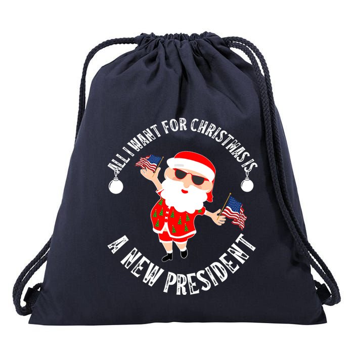 All I Want For Christmas Is A New President Gingerbread Man Drawstring Bag