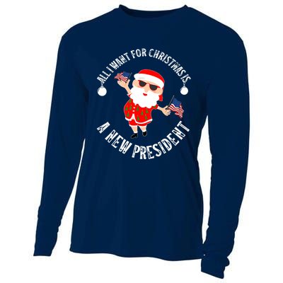 All I Want For Christmas Is A New President Gingerbread Man Cooling Performance Long Sleeve Crew