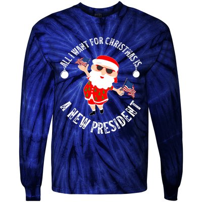 All I Want For Christmas Is A New President Gingerbread Man Tie-Dye Long Sleeve Shirt