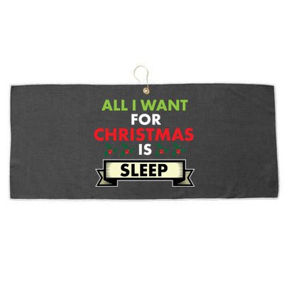 All I Want For Christmas Is Sleep Funny Gift Large Microfiber Waffle Golf Towel