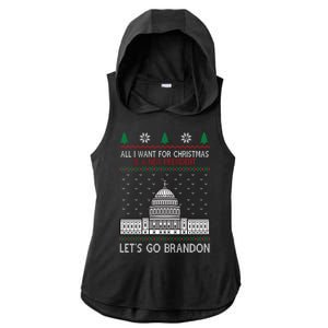 All I Want For Christmas Is A New President Let's Go Brandon Ladies PosiCharge Tri-Blend Wicking Draft Hoodie Tank