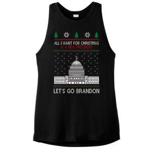 All I Want For Christmas Is A New President Let's Go Brandon Ladies PosiCharge Tri-Blend Wicking Tank