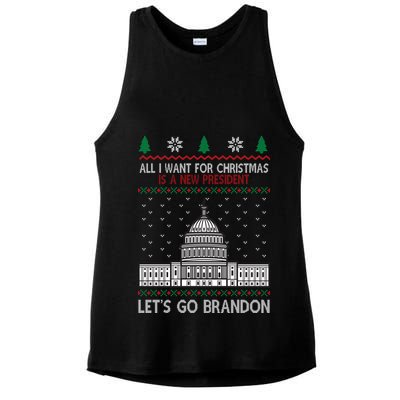 All I Want For Christmas Is A New President Let's Go Brandon Ladies PosiCharge Tri-Blend Wicking Tank