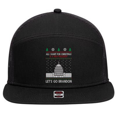 All I Want For Christmas Is A New President Let's Go Brandon 7 Panel Mesh Trucker Snapback Hat